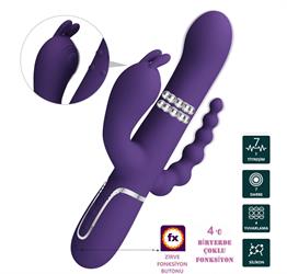 Manyetik Şarjlı Oynar Gövdeli Klitoral & Anal Uyarıcılı Teknolojik Vibratör Penis