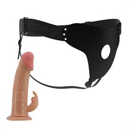 19 cm Belden Bağlamalı İçi Boş Klitoris Uyarıcılı Protez Penis - Mavis