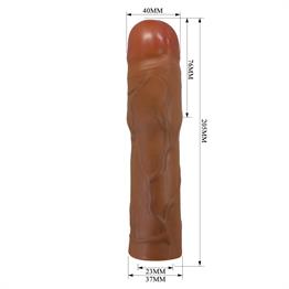 7,6 cm Dolgulu Premium Melez Rengi Silikon Penis Kılıfı - Kylian