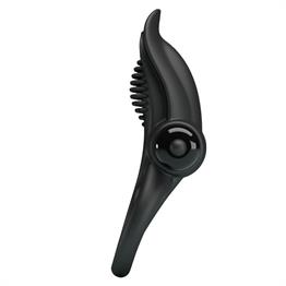 10 Titreşim Fonksiyonlu Klitoris Uyarıcılı Güçlü Titreşimli Siyah Silikon Penis Halkası