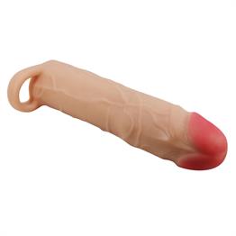 7,6 cm Dolgulu Premium Ten Rengi Silikon Penis Kılıfı - Gerd