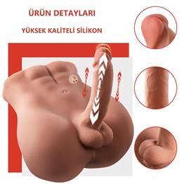 2 İşlevli Gerçekçi Ölçülerde Realistik İleri Geri Hareketli 18 cm Penisli Anal Girişli Erkek Vücut - Bartlett