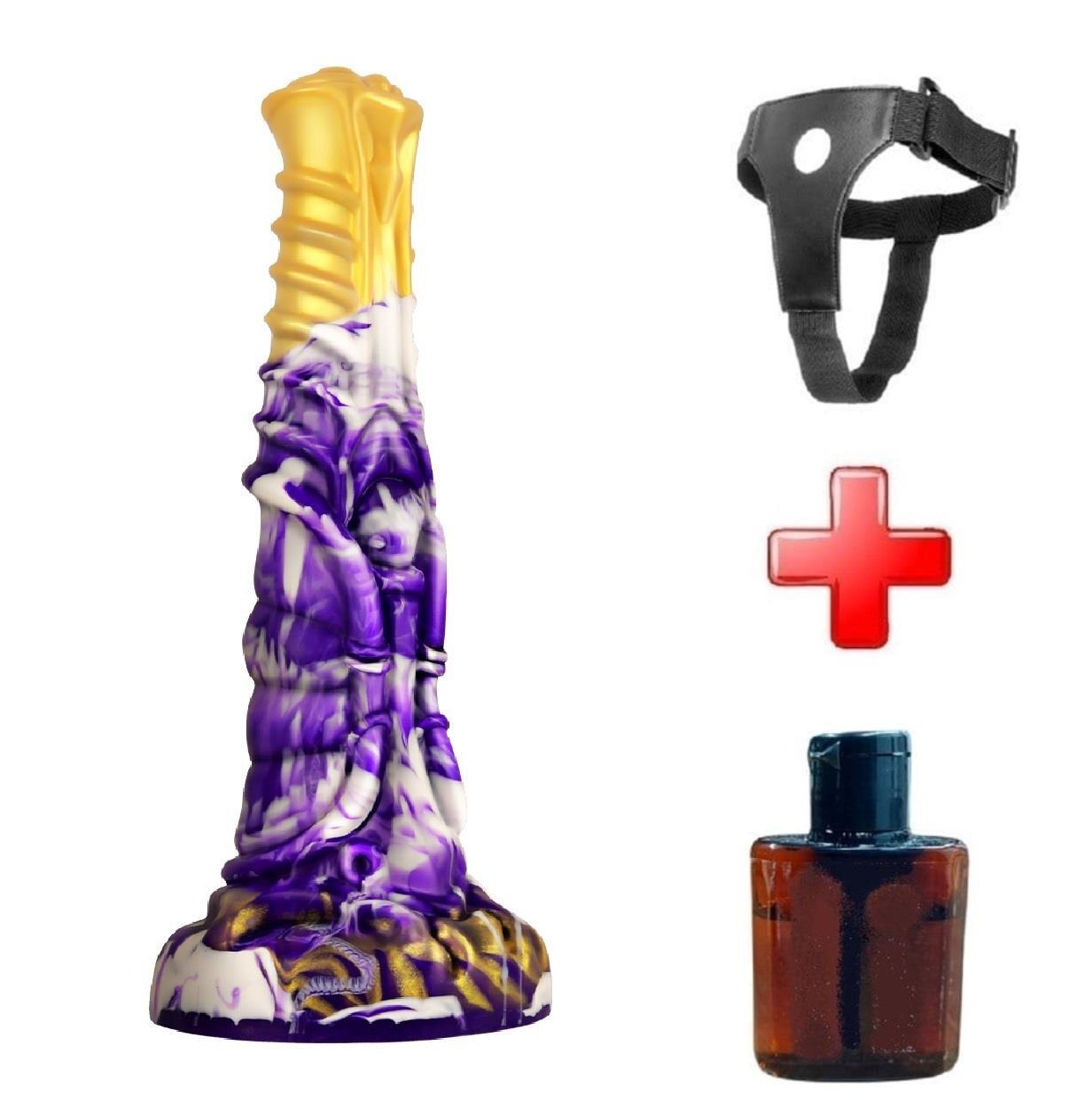 Belden Bağlamalı 21 cm Et Dokulu Fantezi Renklerde Gerçekçi Çift Katmanlı Sünnetsiz Silikon Penis - Horse Power 4