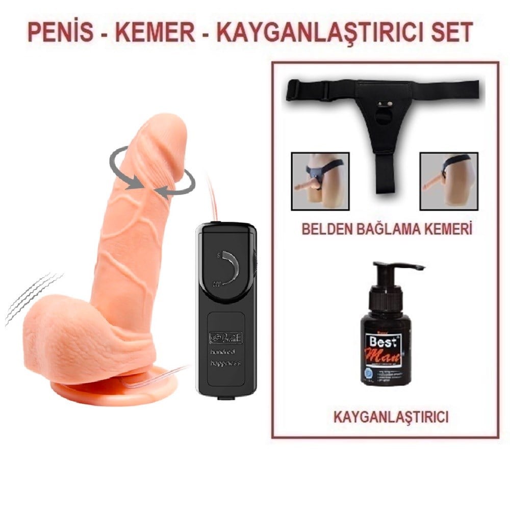 15 cm Belden Bağlamalı Gerçekçi Titreşimli 360° Oynar Başlı Dildo Vibratör Penis