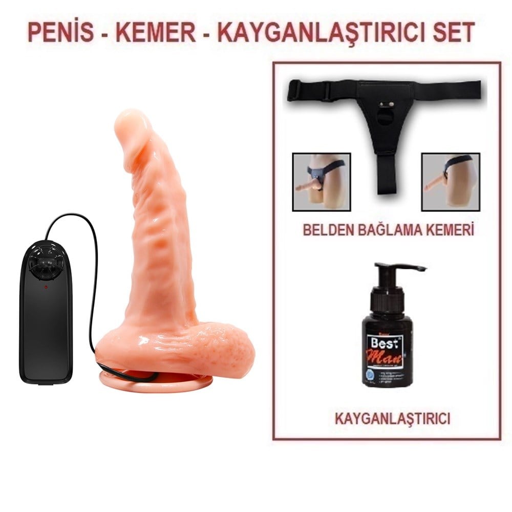 25 cm Belden Bağlamalı Gerçekçi Titreşimli Dildo Vibratör Penis