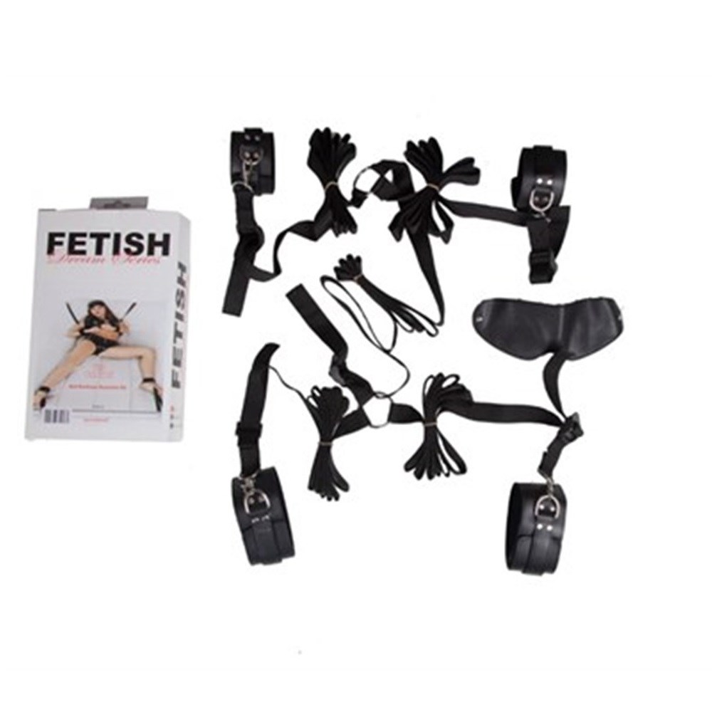 Siyah El Ayak ve Yatak Bağlama Seti Deri