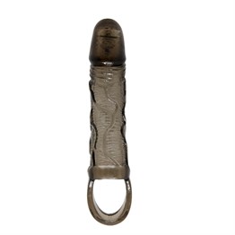 3 cm Dolgu Uzatmalı Titreşimli Zenci Penis Kılıfı Prezervatif Vibratör