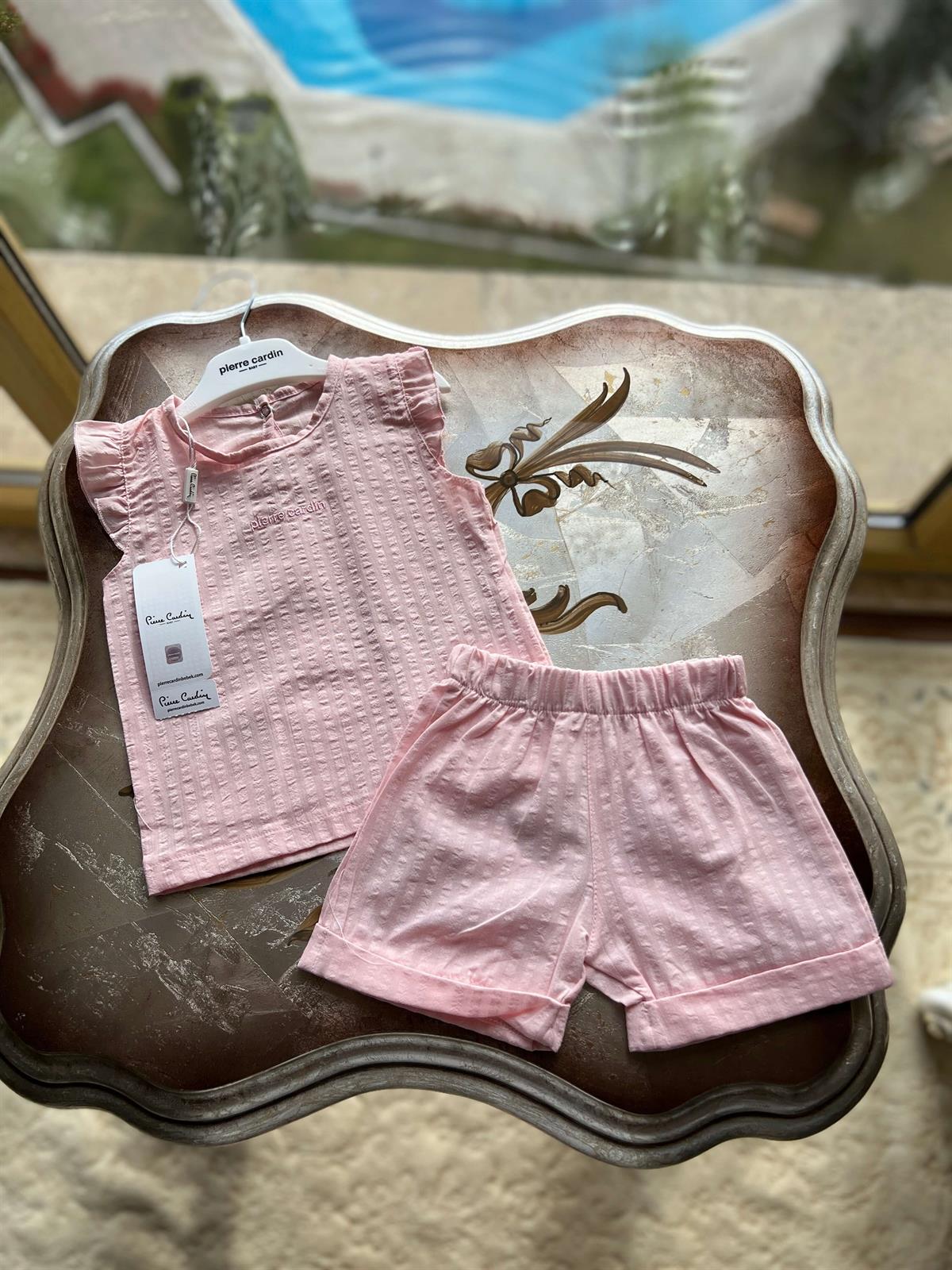 PİERRE CARDİN PEMBE DOKUMA ŞORTLU TAKIM 
