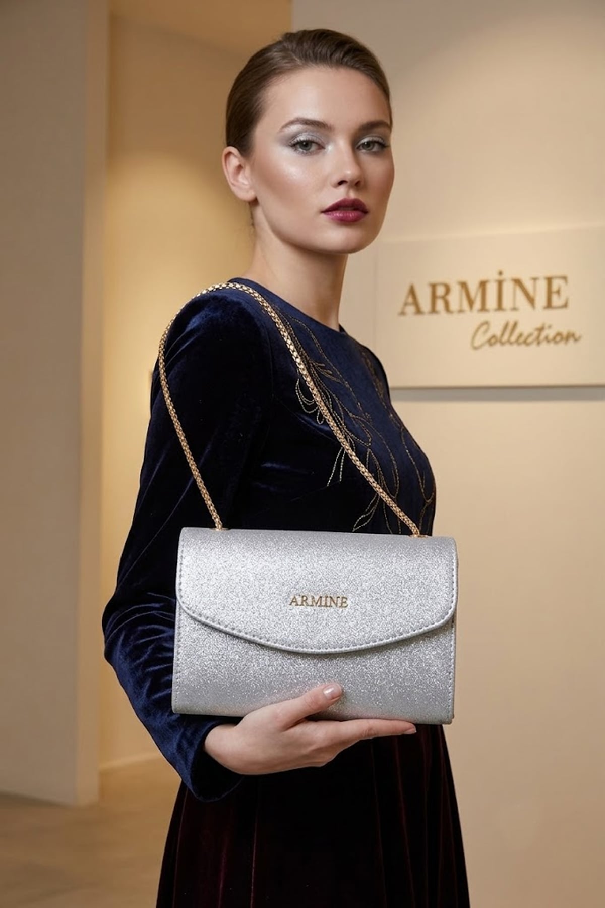 Armine C14-26Y Kadın El ve Omuz Çantası Gümüş