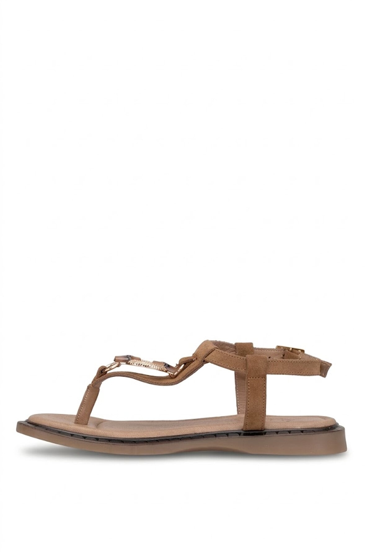 Beety 26BY169.26684 Kadın Taşlı Parmak Arası Düz Sandalet Taba