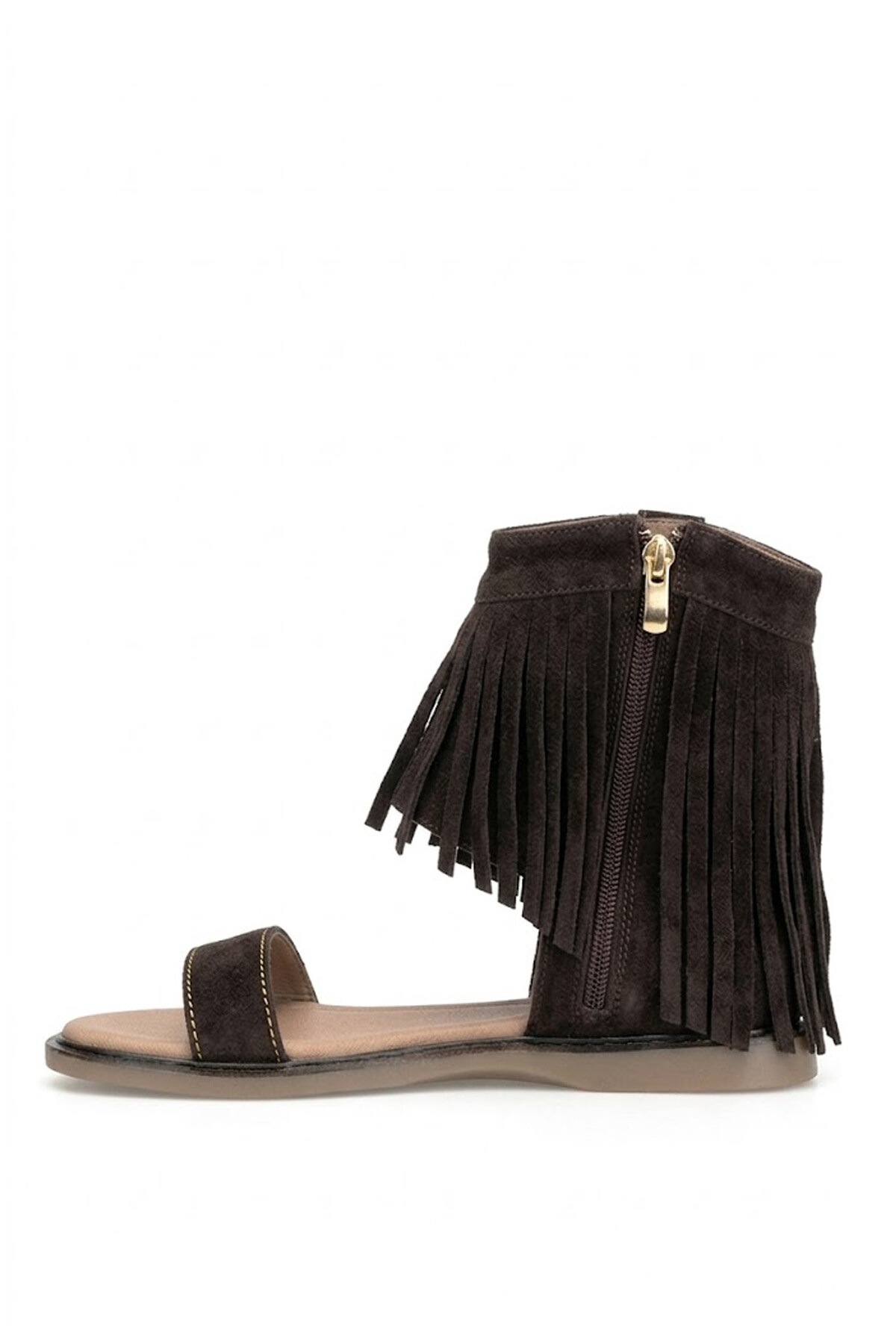 Beety 26BY169.26668 Kadın Püsküllü Düz Sandalet Kahverengi