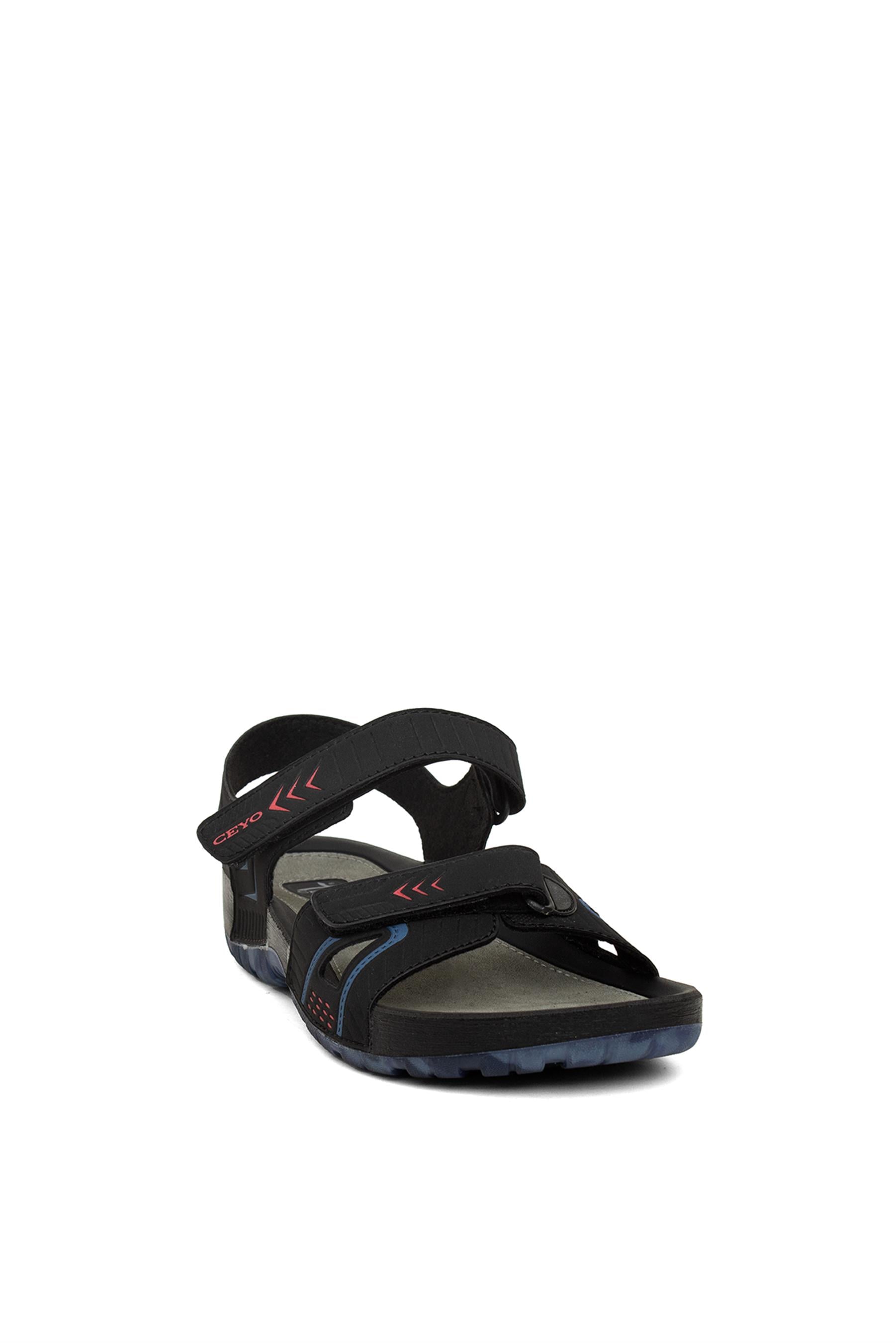 Ceyo 9829 Erkek Sandalet Siyah - Kırmızı