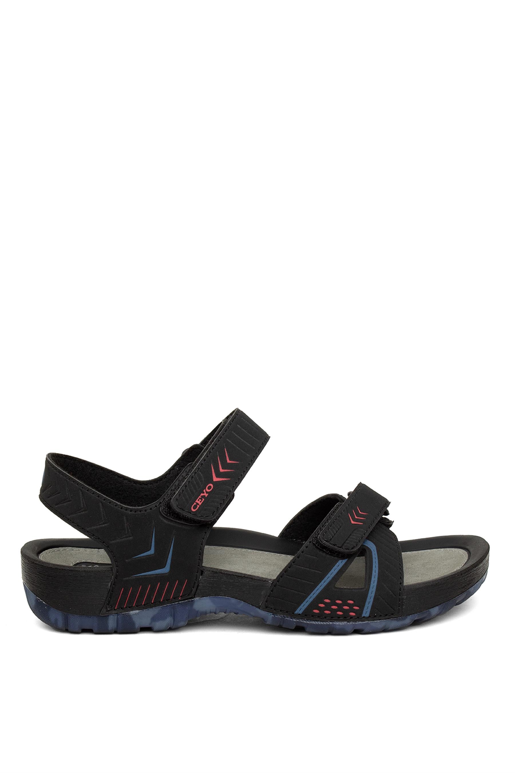 Ceyo 9829 Erkek Sandalet Siyah - Kırmızı
