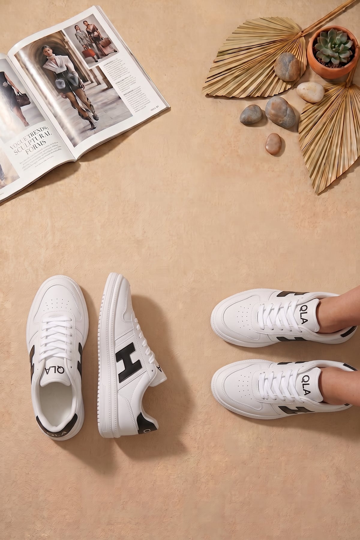 Elit ASQLA1457 Kadın Klasik Sneaker Beyaz - Siyah