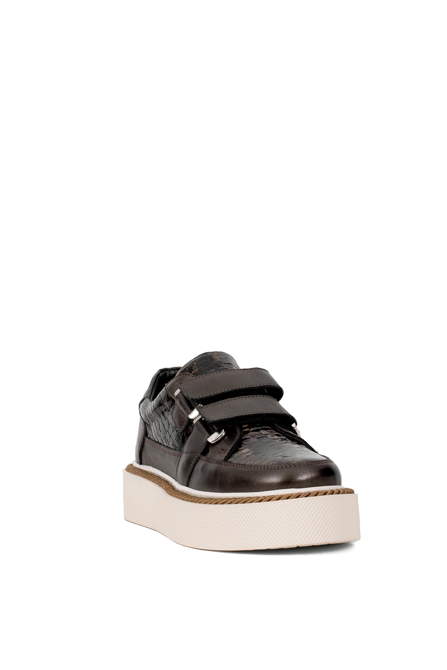 Elit DK34119 Kadın Hakiki Deri Klasik Sneaker Kahverengi