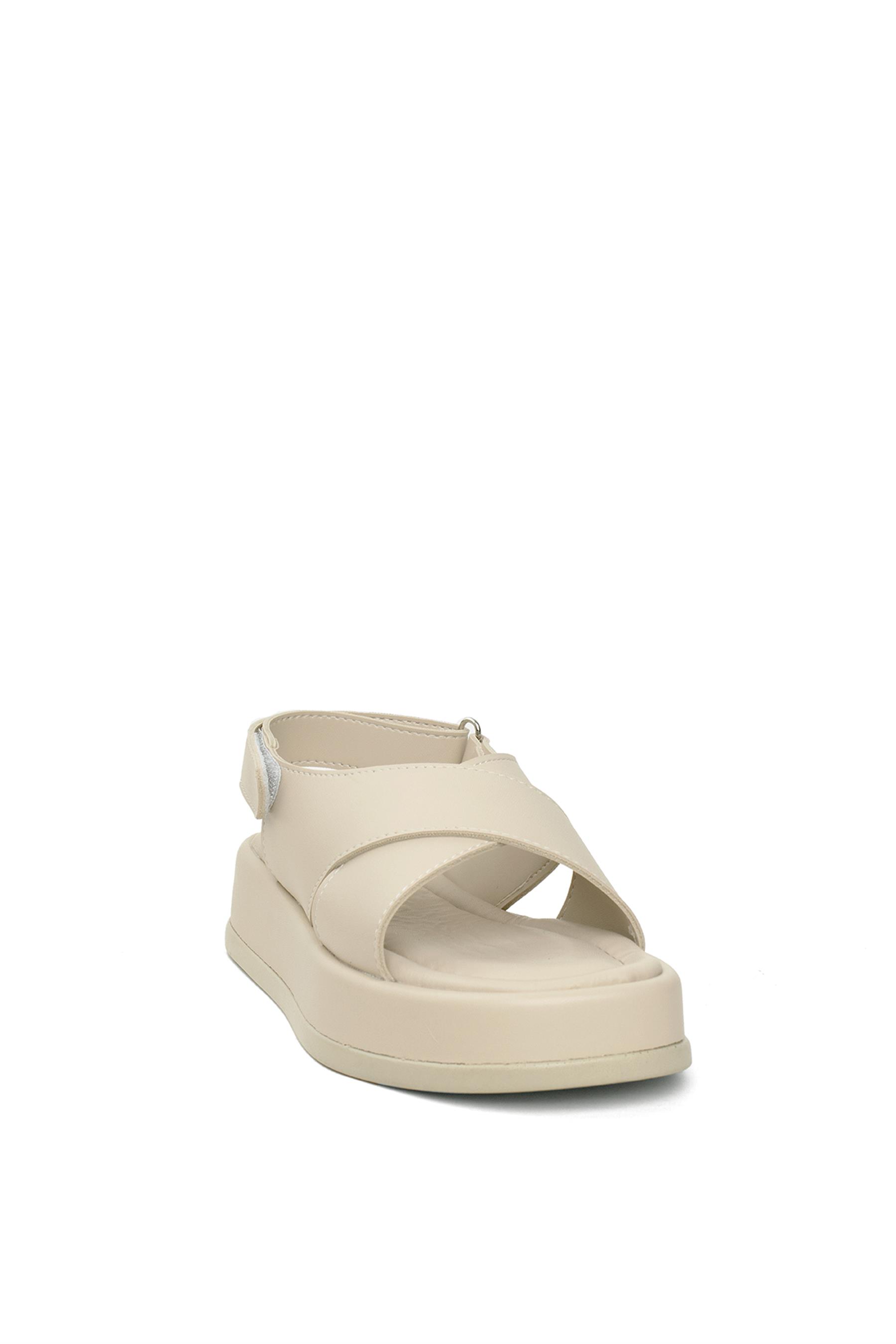 Elit END757 Kadın Düz Sandalet Bej