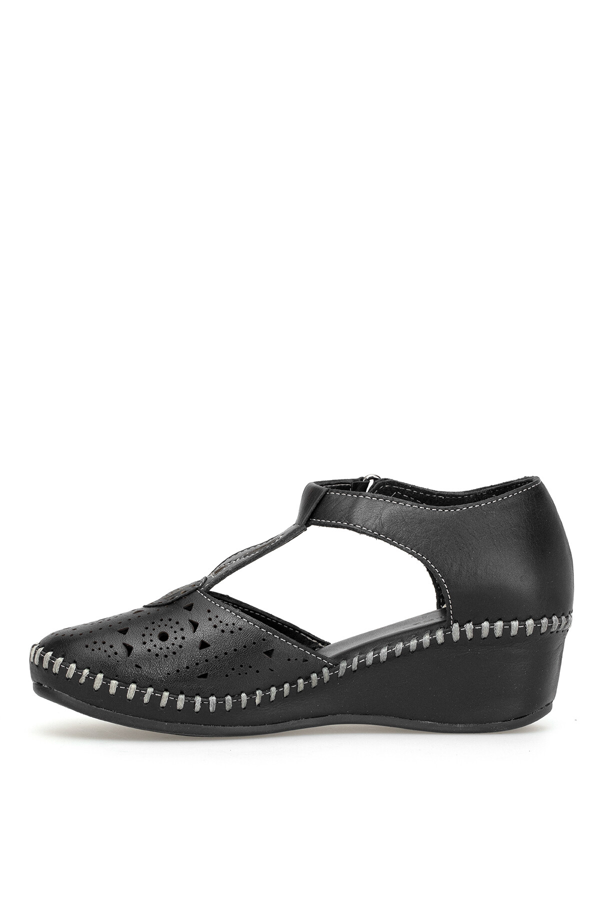 Elit ERLLUT2234-1Kadın Hakiki Deri Dolgu Topuk Sandalet Siyah