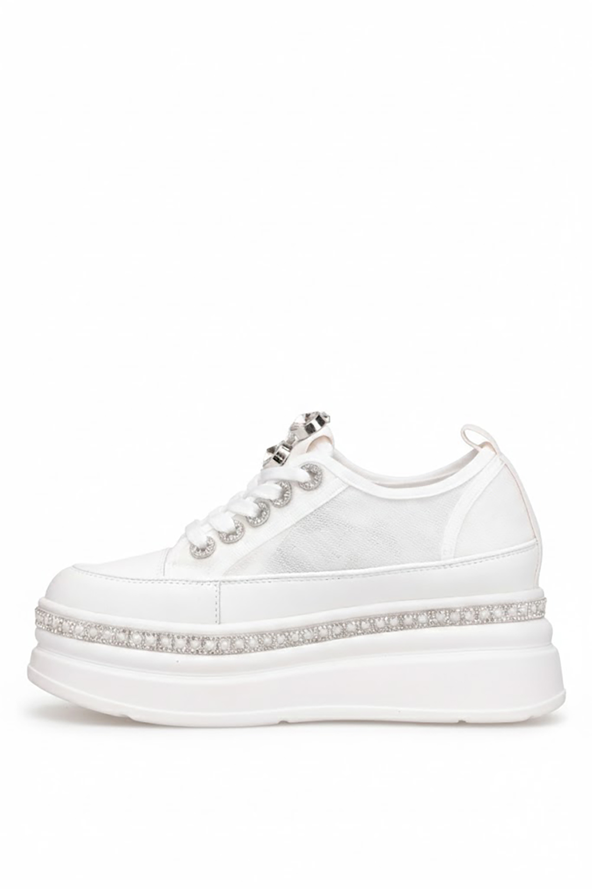 Elit HML2010 Kadın Taşlı Klasik Sneaker Beyaz