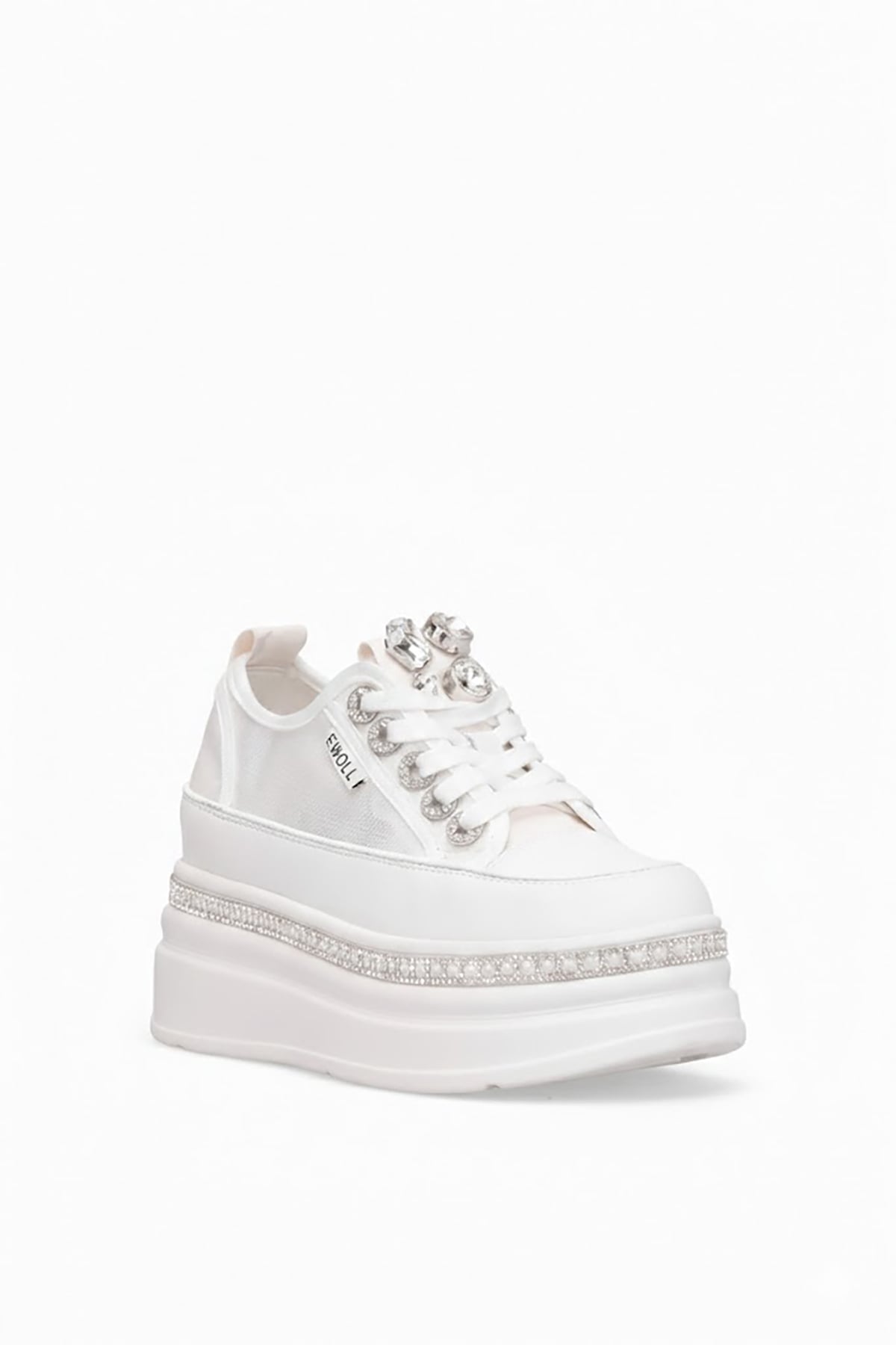 Elit HML2010 Kadın Taşlı Klasik Sneaker Beyaz