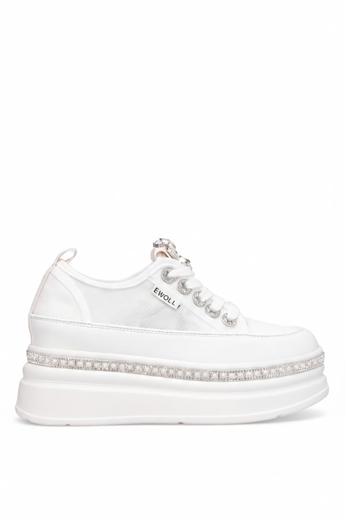 Elit HML2010 Kadın Taşlı Klasik Sneaker Beyaz