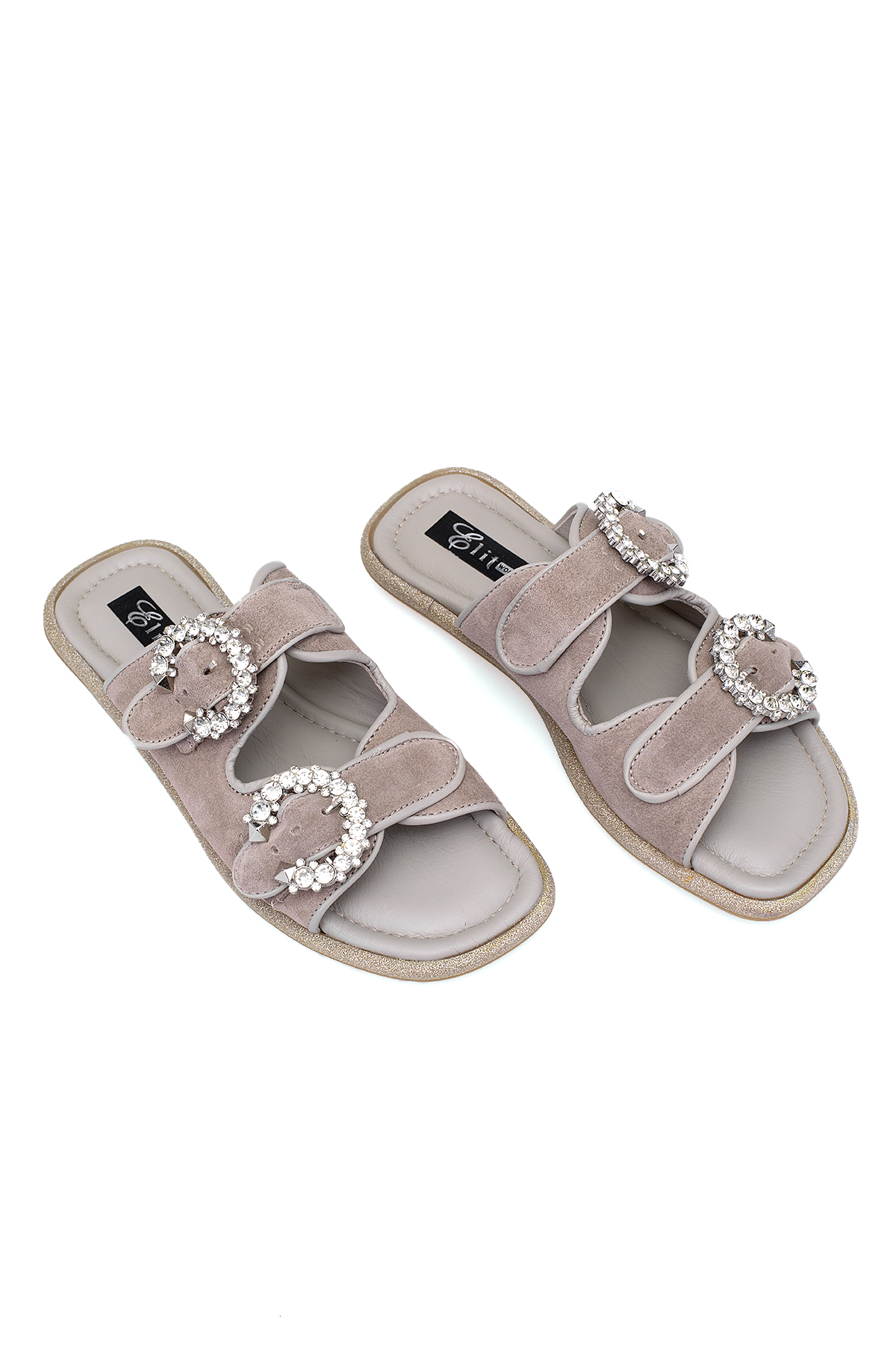 Elit Meliora Kadın Hakiki Deri Düz Terlik Vizon