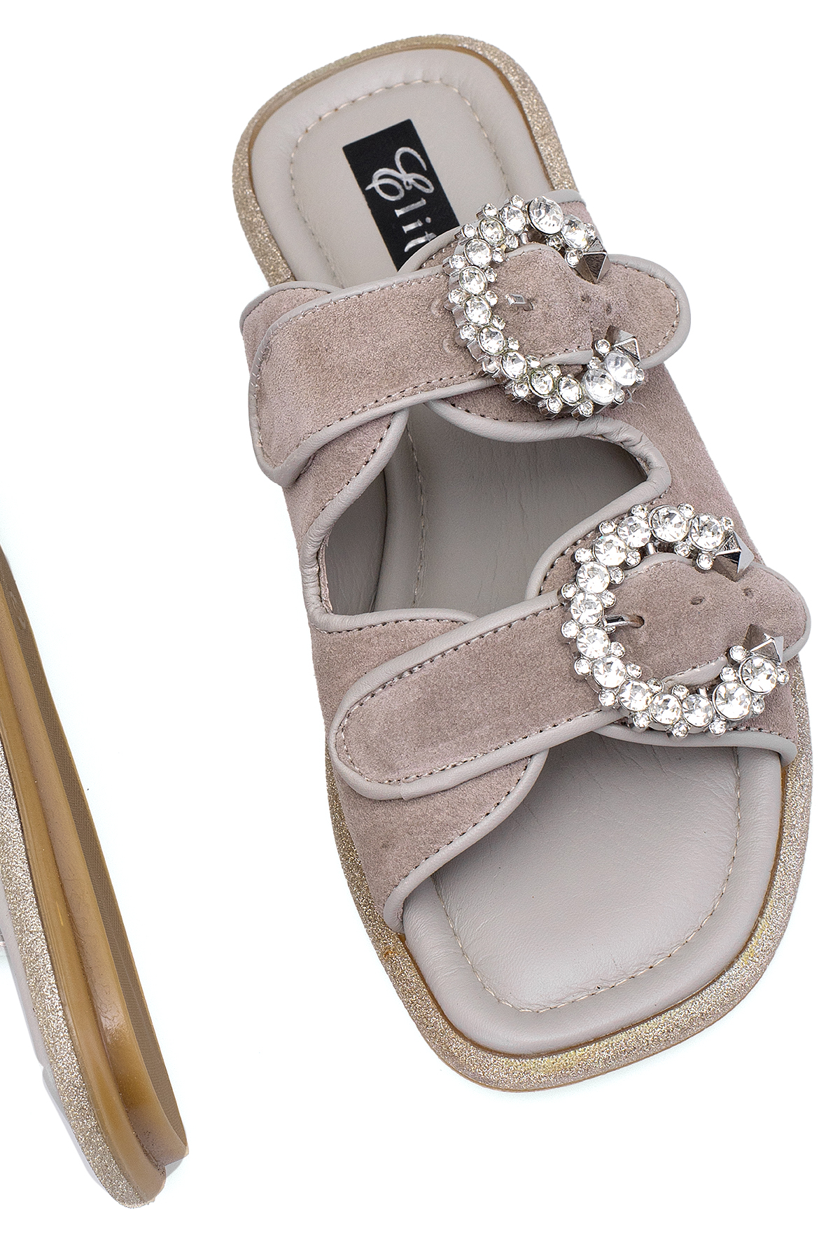 Elit Meliora Kadın Hakiki Deri Düz Terlik Vizon