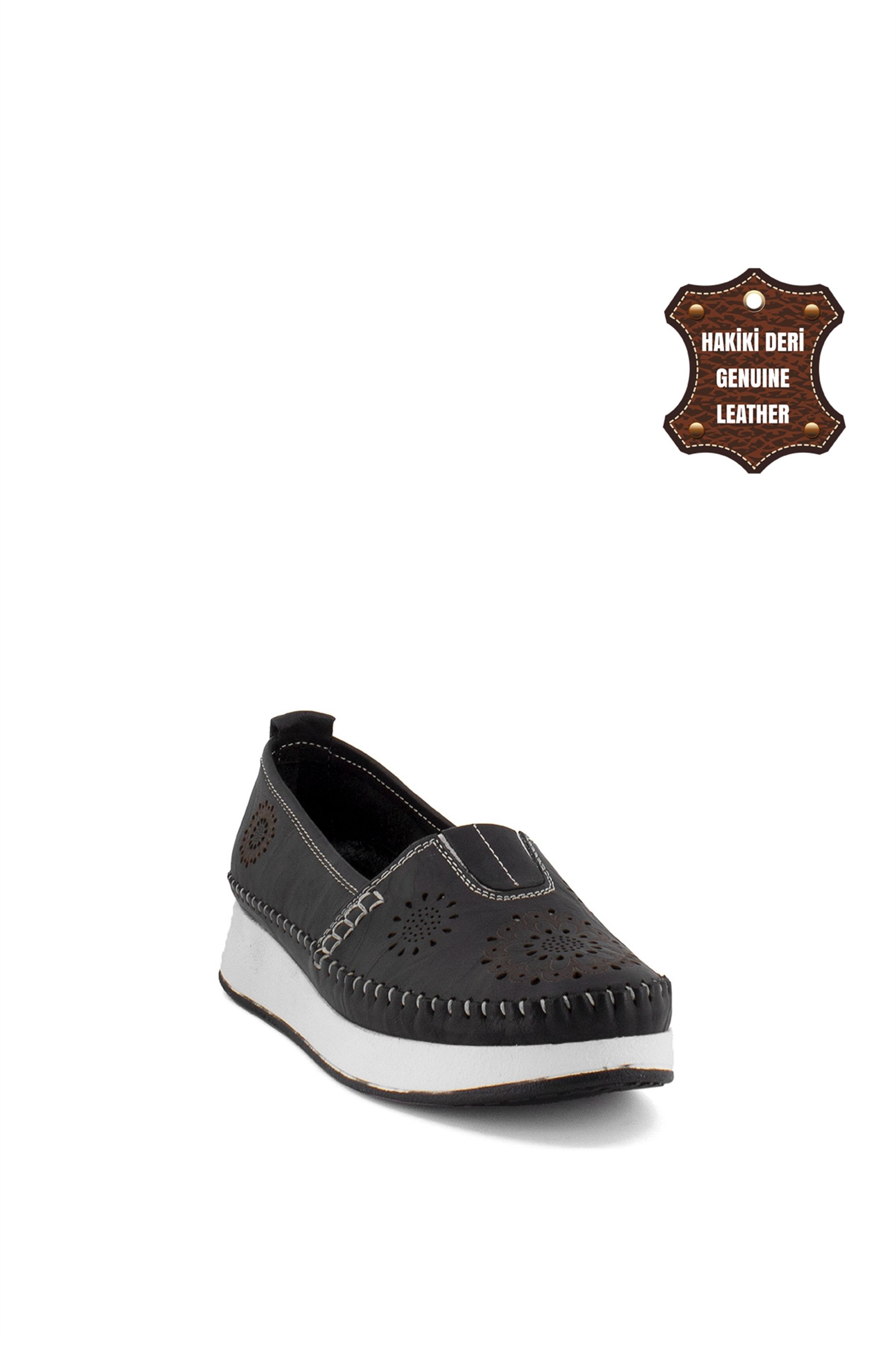 Elit Mn85L21C Kadın Hakiki Deri Espadril Siyah