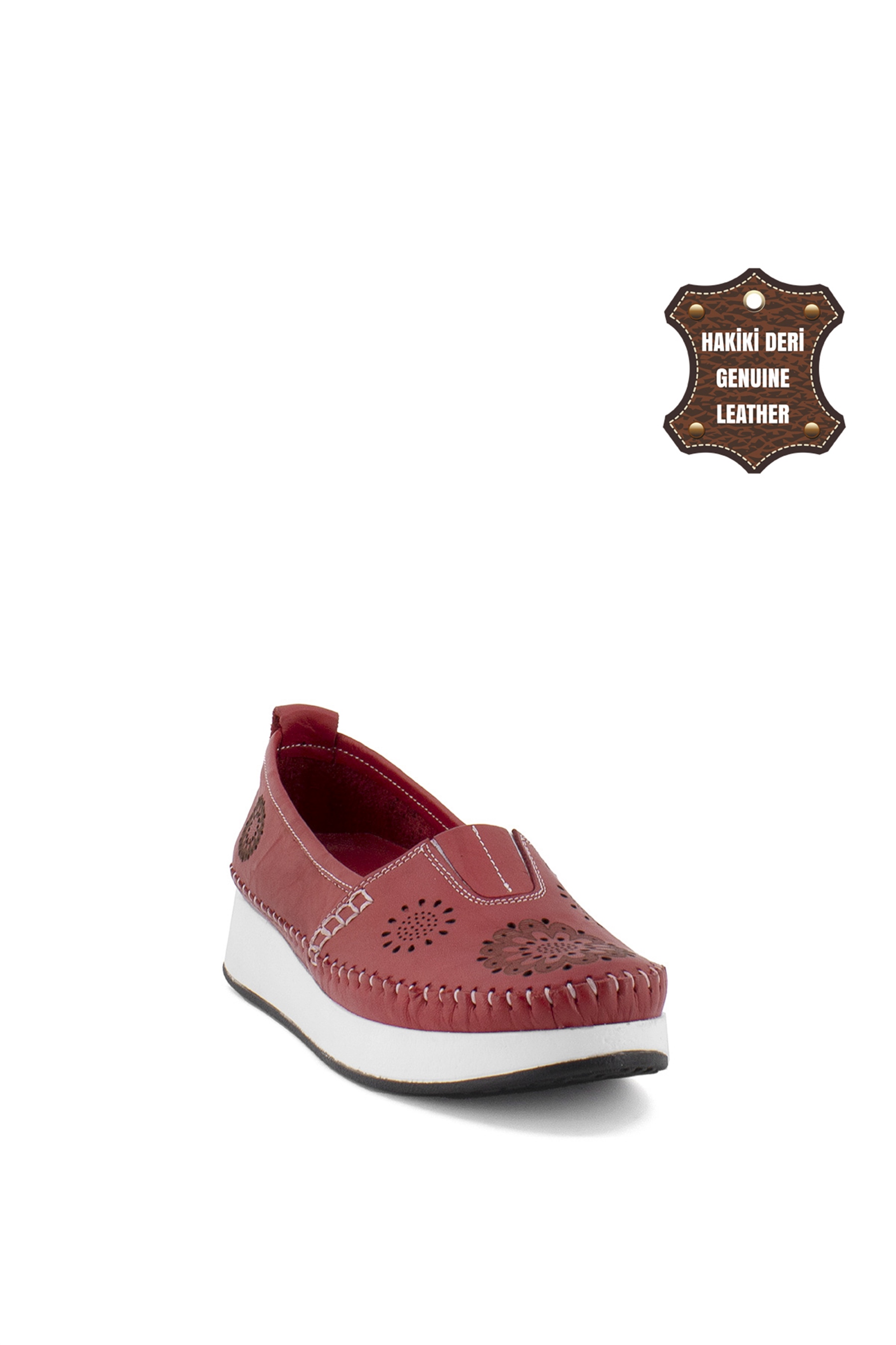 Elit Mn85L21C Kadın Hakiki Deri Espadril Kırmızı