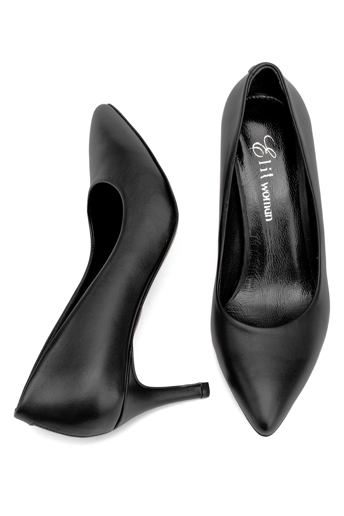 Elit Selestia Kadın Hakiki Deri Stiletto Siyah