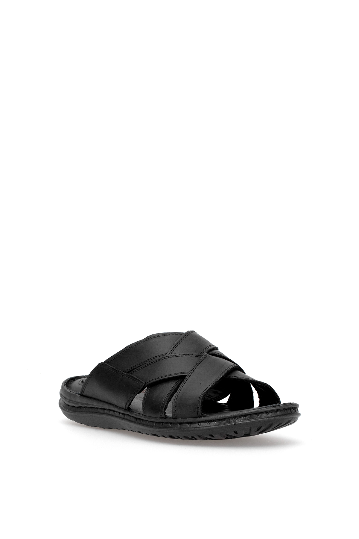 Elit SLCMF02C Erkek Hakiki Deri Düz Terlik Siyah