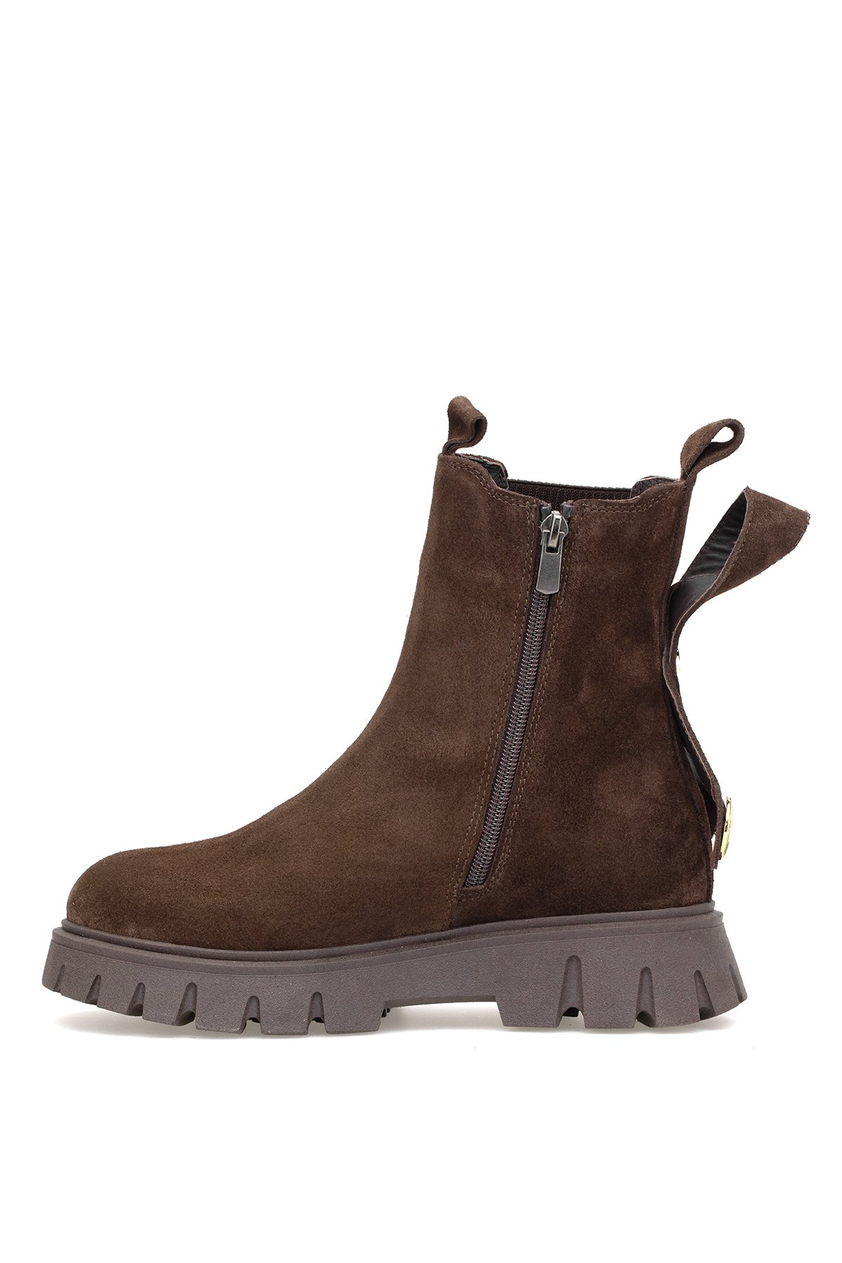 Elit Thalvora Kadın Hakiki Süet Deri Chelsea Bot Kahverengi