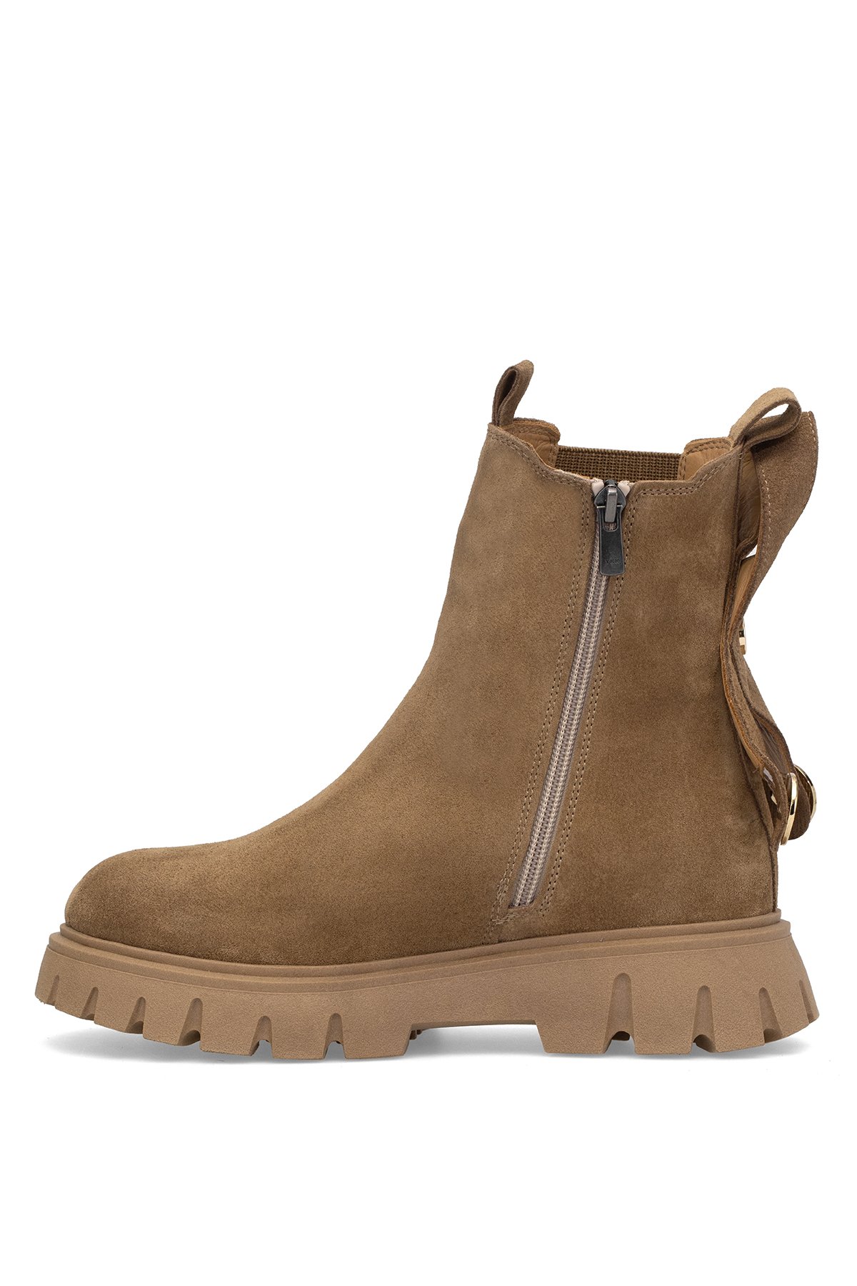 Elit Thalvora Kadın Hakiki Süet Deri Chelsea Bot Camel