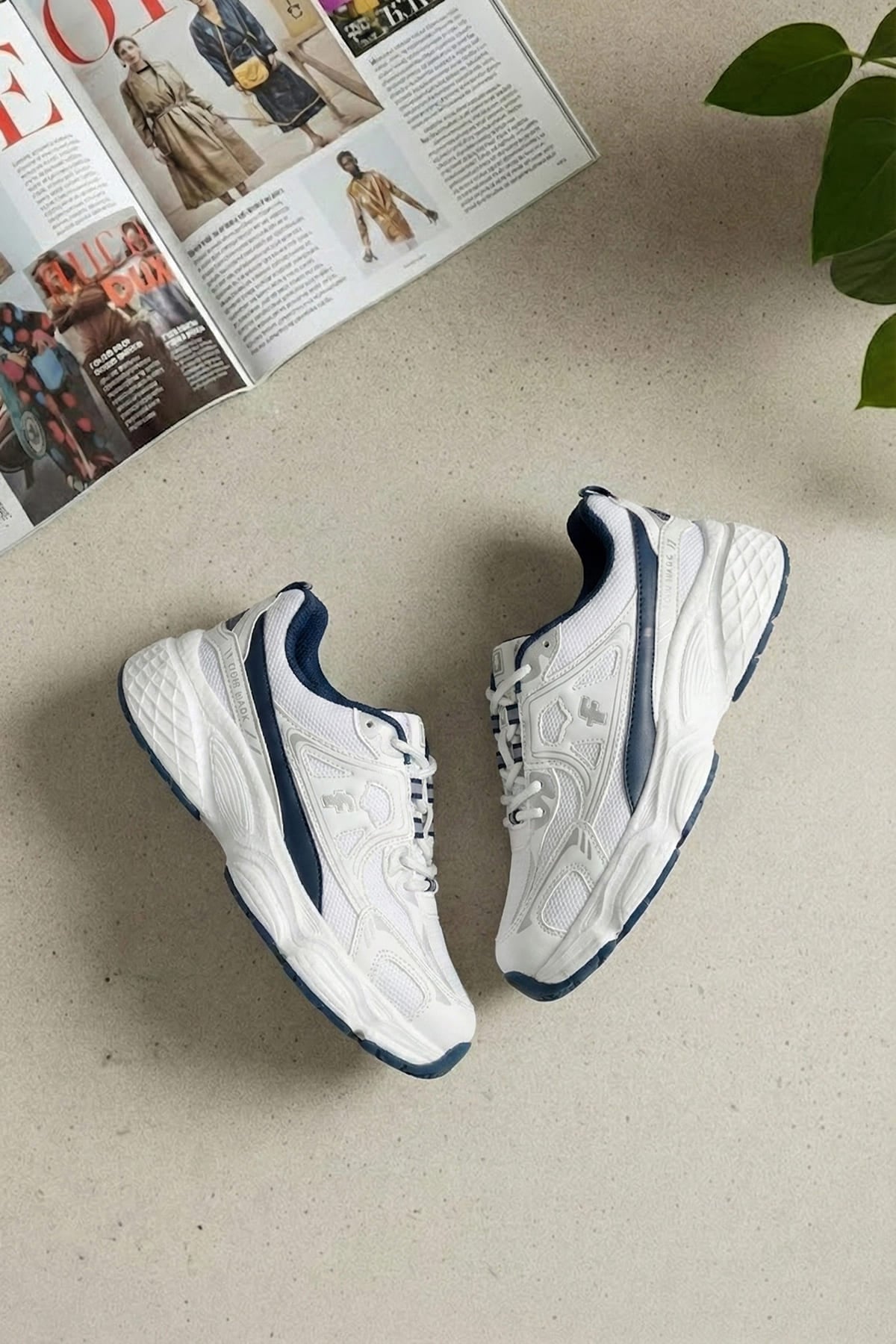 Elit YSFLT329 Kadın Klasik Sneaker Beyaz - Lacivert