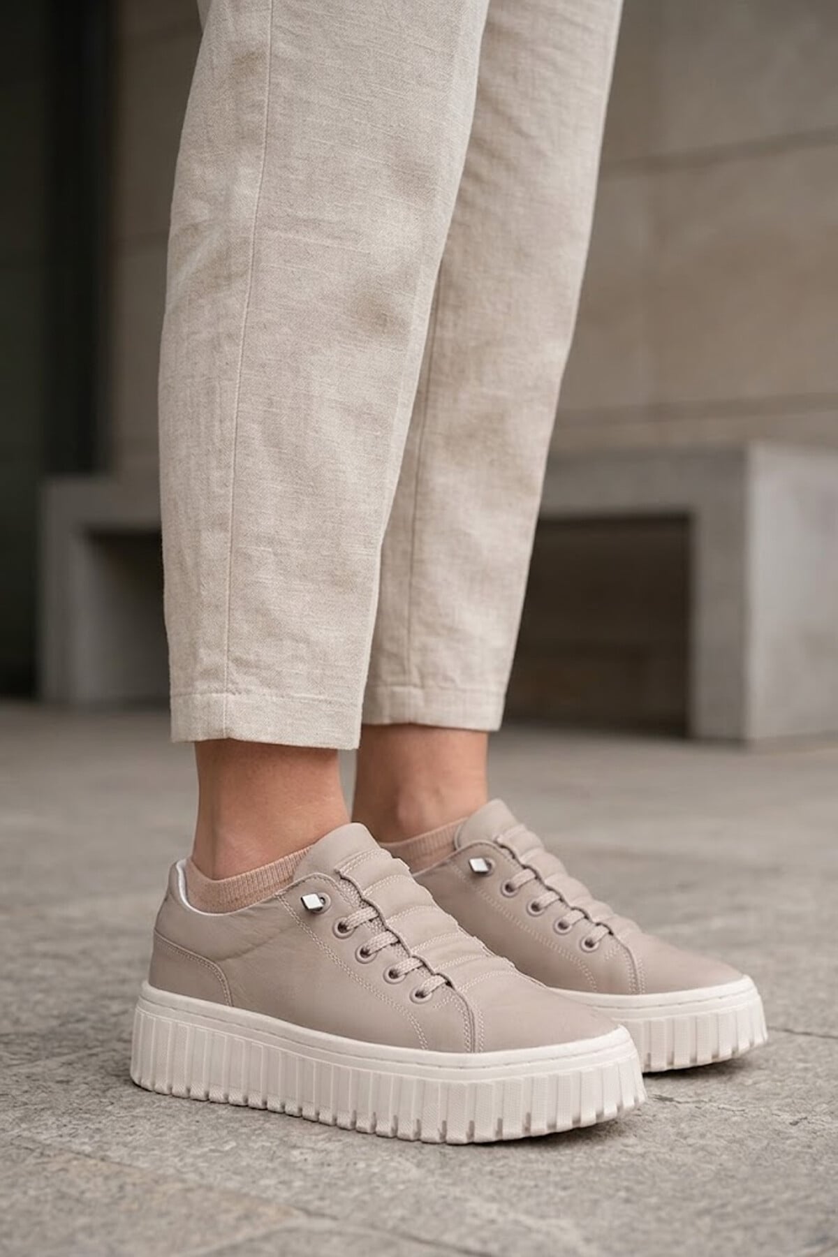 Gamelu Canvas 26Y Kadın Klasik Sneaker Bej