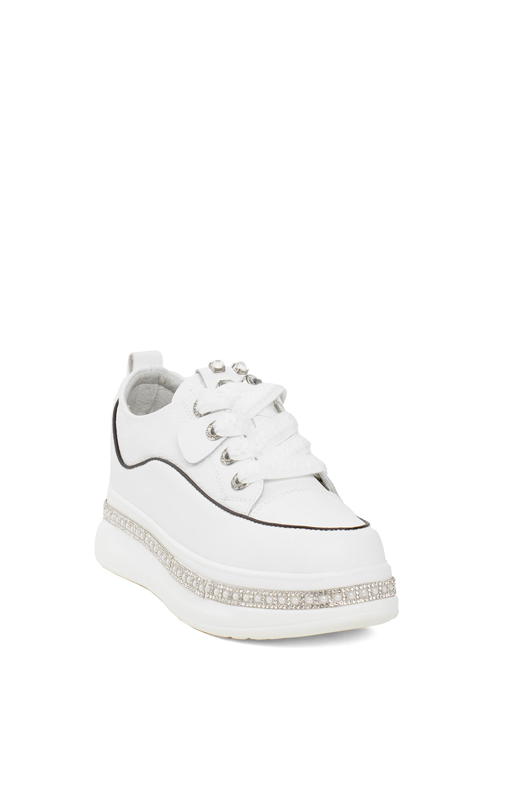 Guja 24K308-1 Kadın Hakiki Deri Kalın Taban Sneaker Beyaz