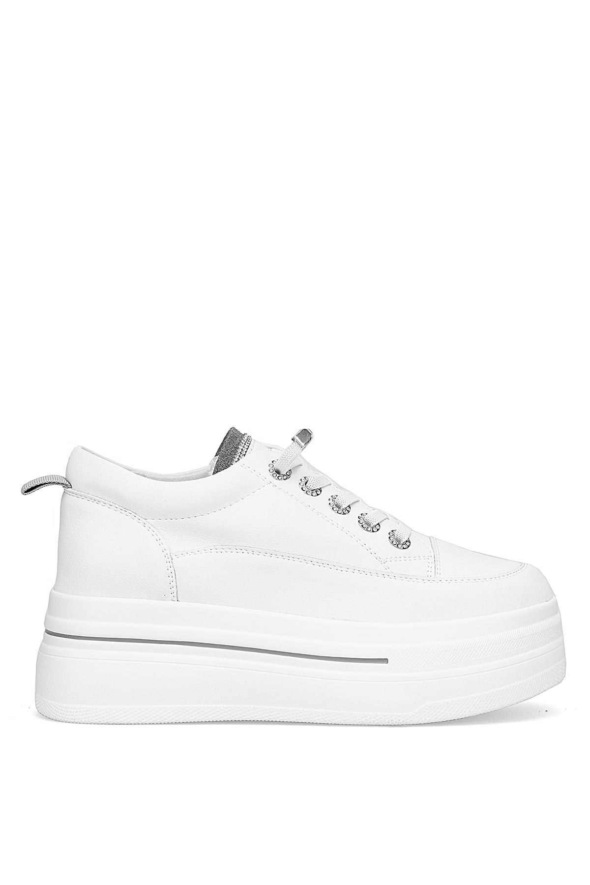 Guja 25K313 Kadın Hakiki Deri Klasik Sneaker Beyaz - Gri