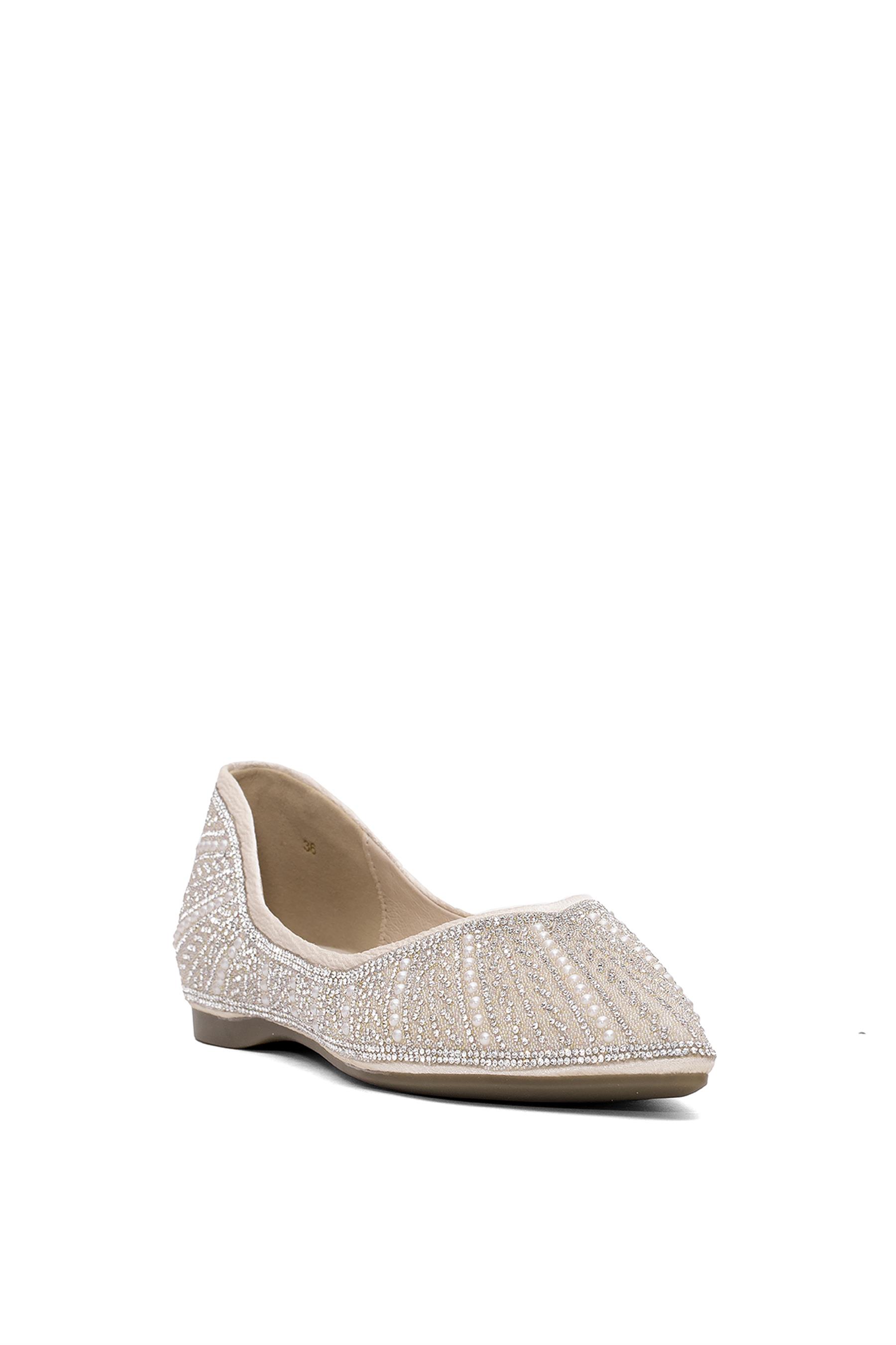 Guja 25Y377-2 Kadın Taşlı Babet Bej