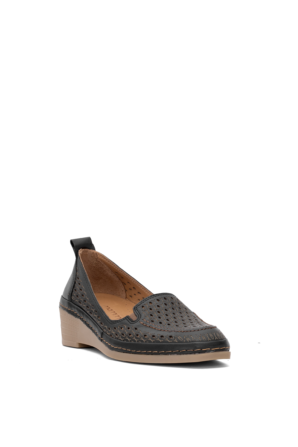 Mammamia D25YA-330 Kadın Hakiki Deri Dolgu Topuk Ayakkabı Siyah