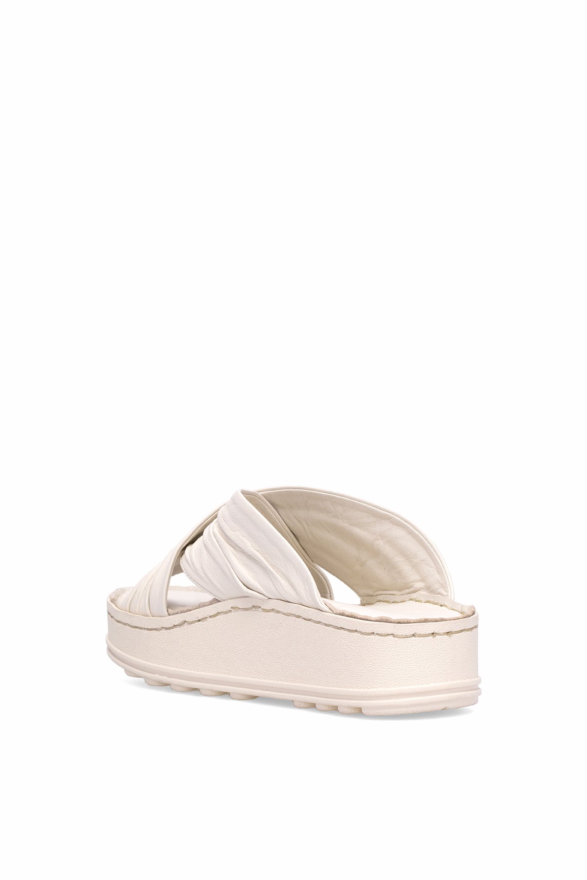 Mammamia D25YT-1430 Kadın Hakiki Deri Düz Terlik Krem