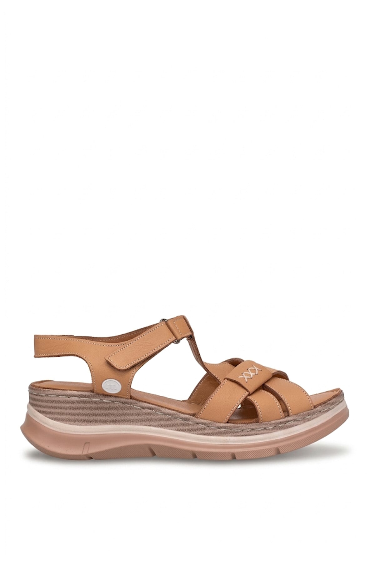 Mammamia D26YS-2590 Kadın Hakiki Deri Dolgu Topuk Sandalet Taba