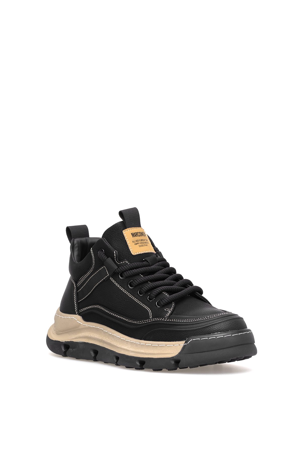 Marcomen 152-22203 Erkek Hakiki Deri Sneaker Bot Siyah