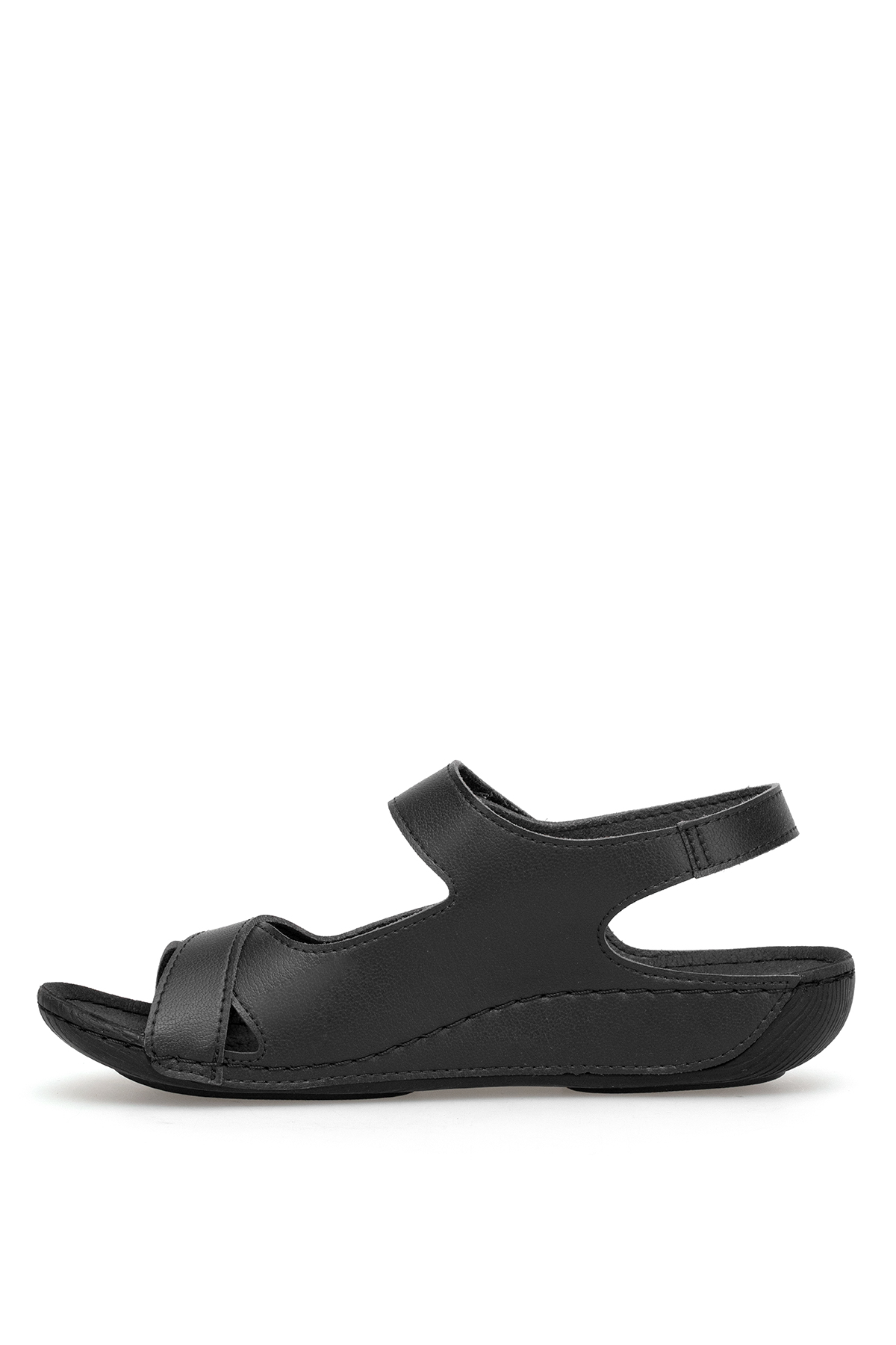Muya 31121-3009-26Y Alula Kadın Ortopedik Düz Sandalet Siyah