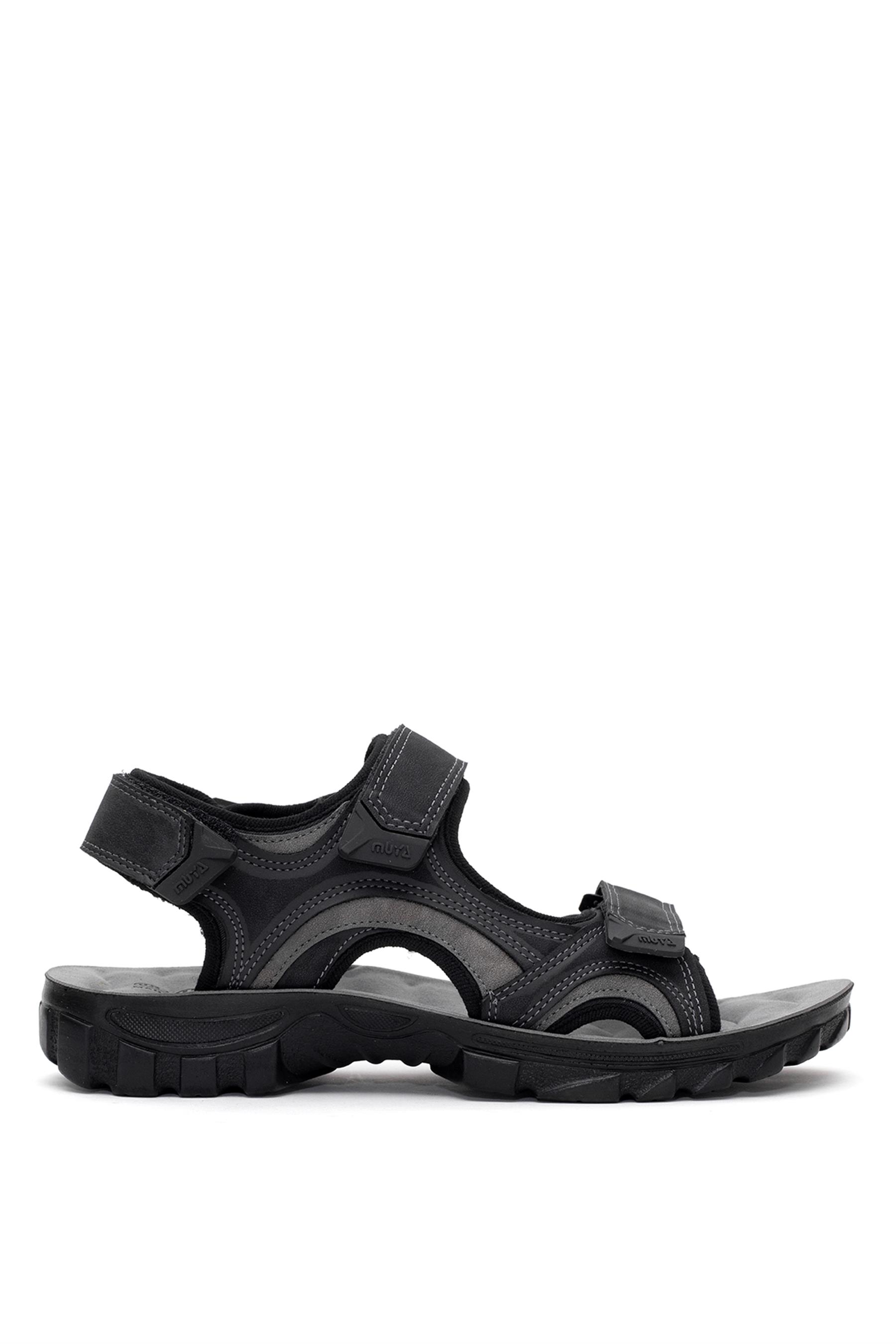 Muya 31322-3434 Taurus Erkek Ortopedik Düz Sandalet Siyah