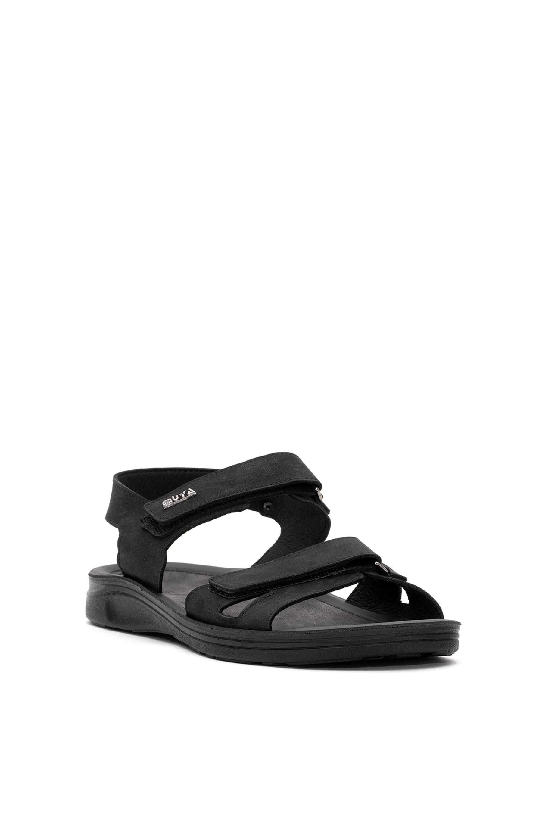 Muya 34300-3531 Araw Erkek Ortopedik Düz Sandalet Siyah