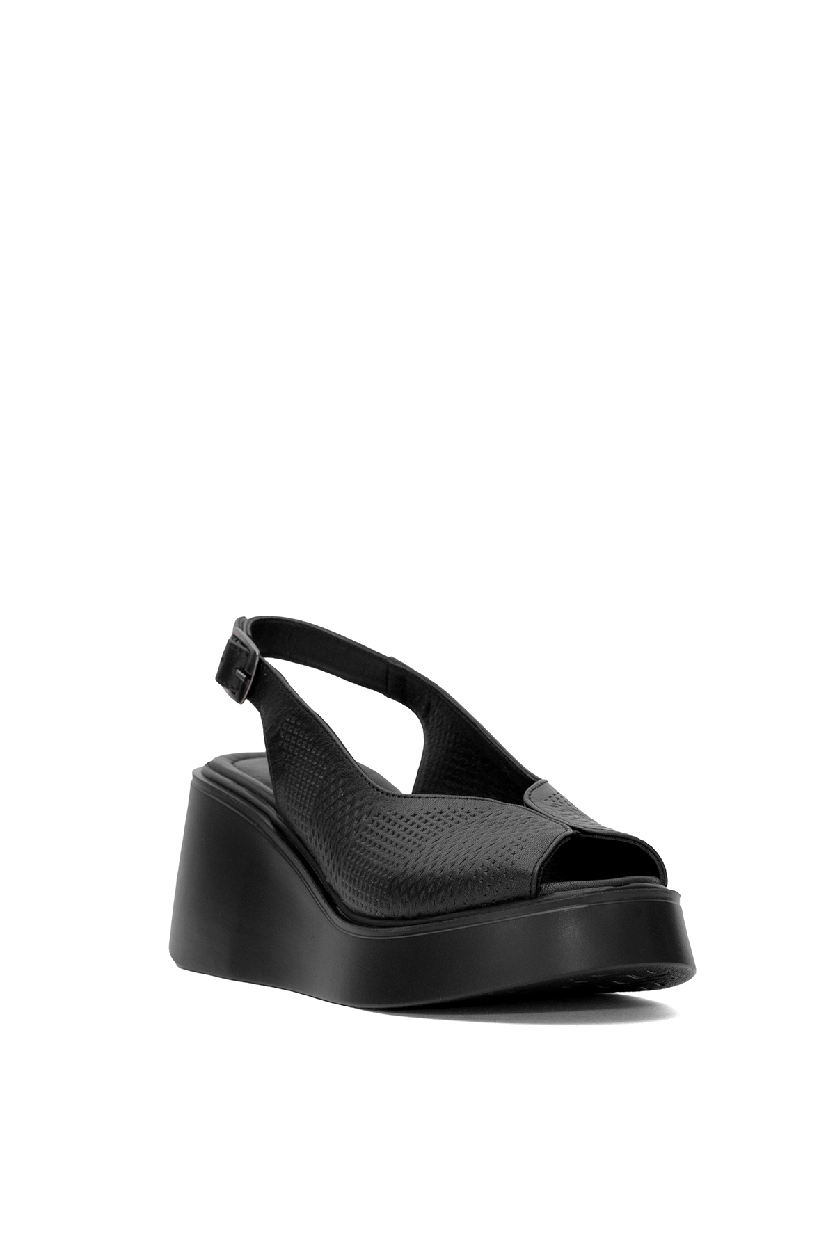 Pierre Cardin PC-54587 Kadın Hakiki Deri Dolgu Topuk Sandalet Siyah