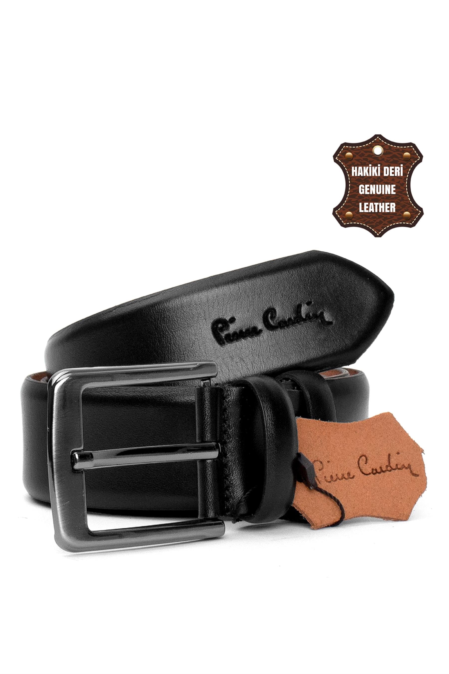 Pierre Cardin PC401 Erkek 4 cm Hakiki Deri Kemer Siyah