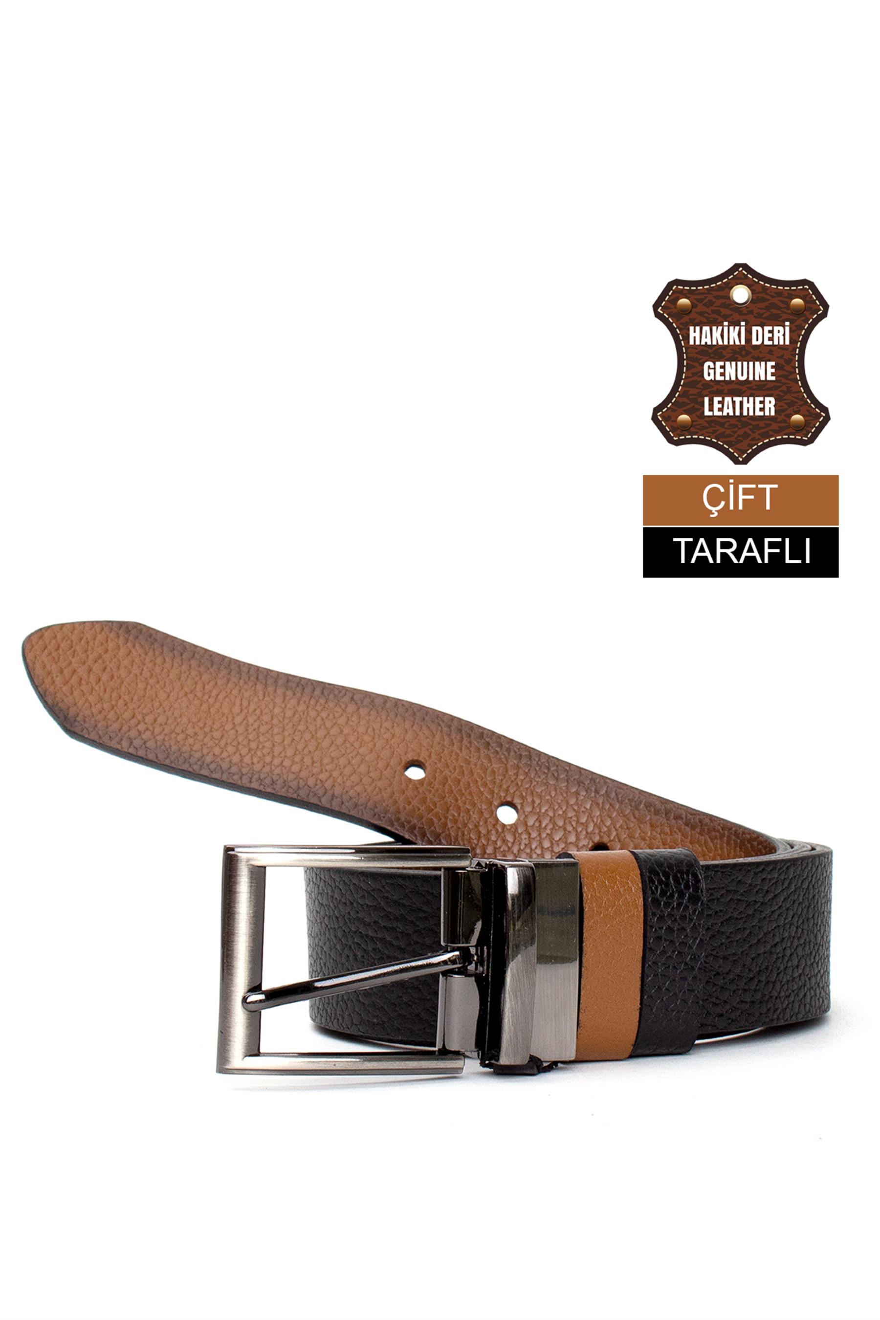 Pierre Cardin PC406 Erkek 4 cm Çift Taraflı Kemer Taba