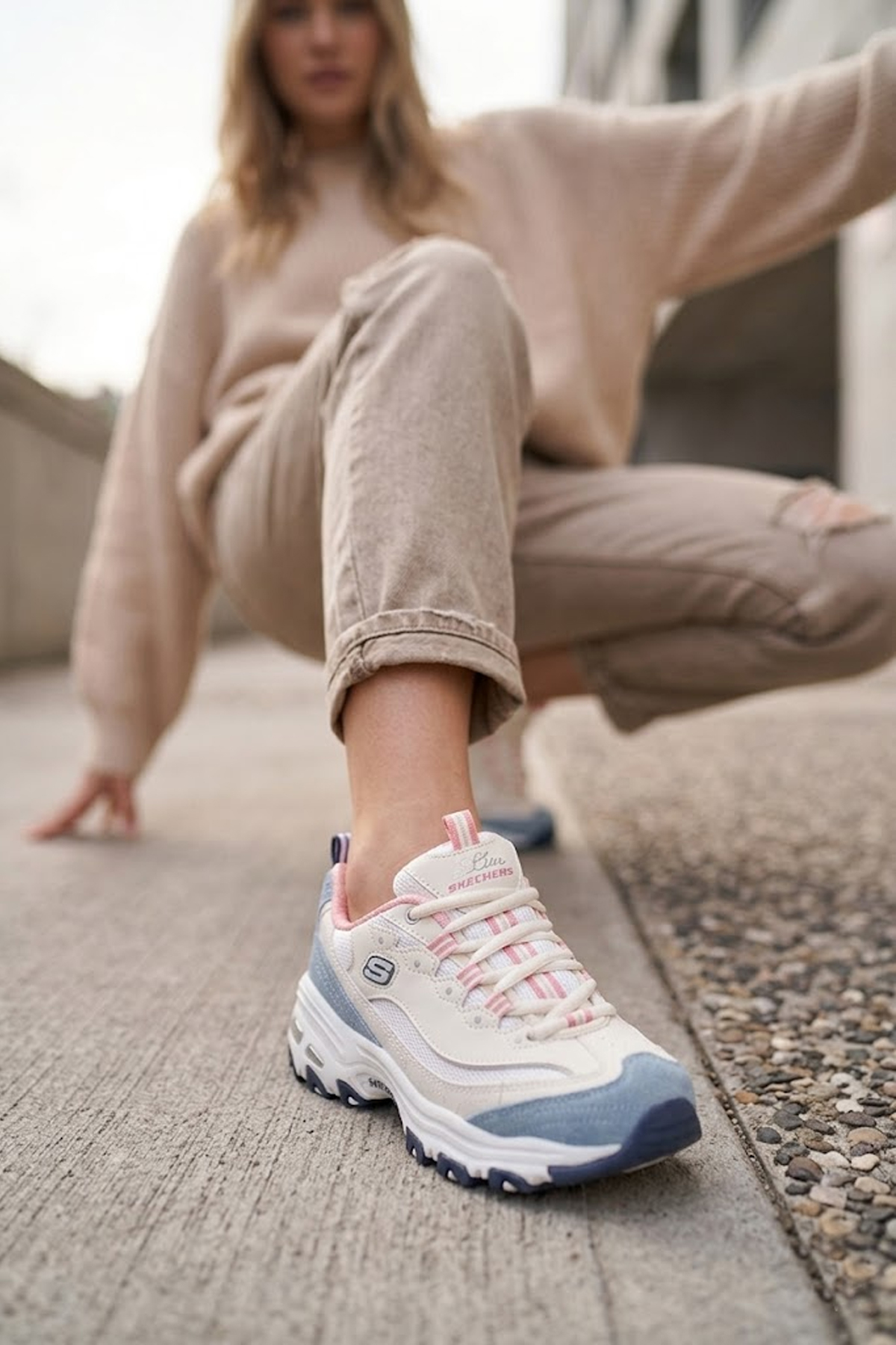 Skechers D-Lites SN13167 Kadın Klasik Sneaker Bej