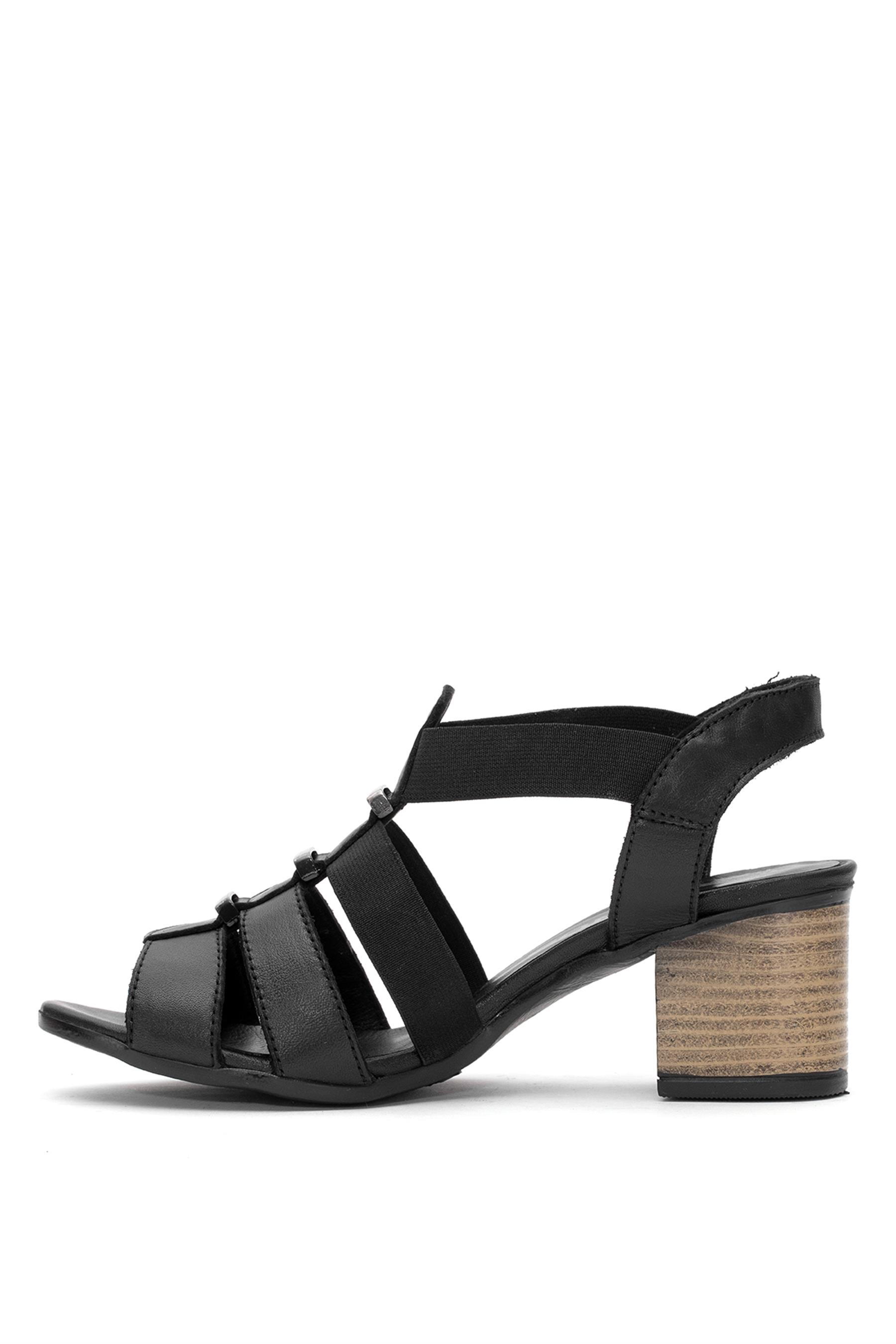 Venüs 1857227Y Kadın Hakiki Deri Topuklu Sandalet Siyah
