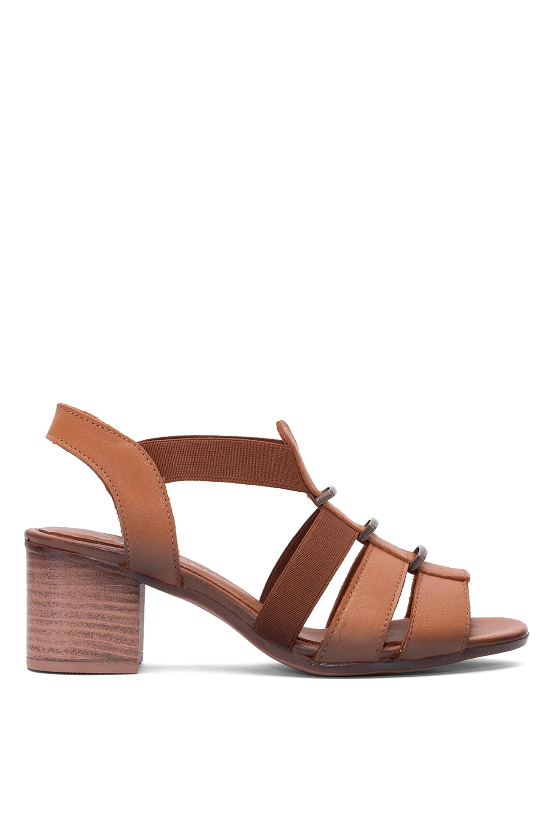 Venüs 1857227Y Kadın Hakiki Deri Topuklu Sandalet Taba